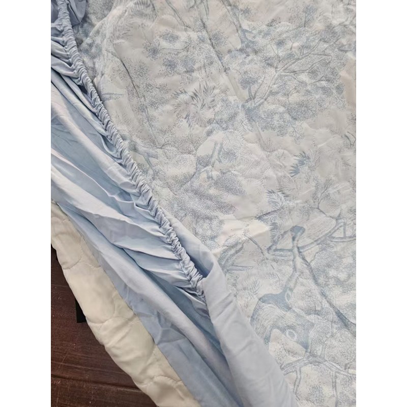 实物颜色超舒服!柔软水洗棉清新印花衍缝夹棉床盖1.5床笠1.8床品