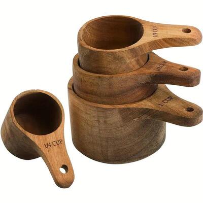 Wooden Measuring Cup Spoon Set 4pcs Baking Measuring Spoon