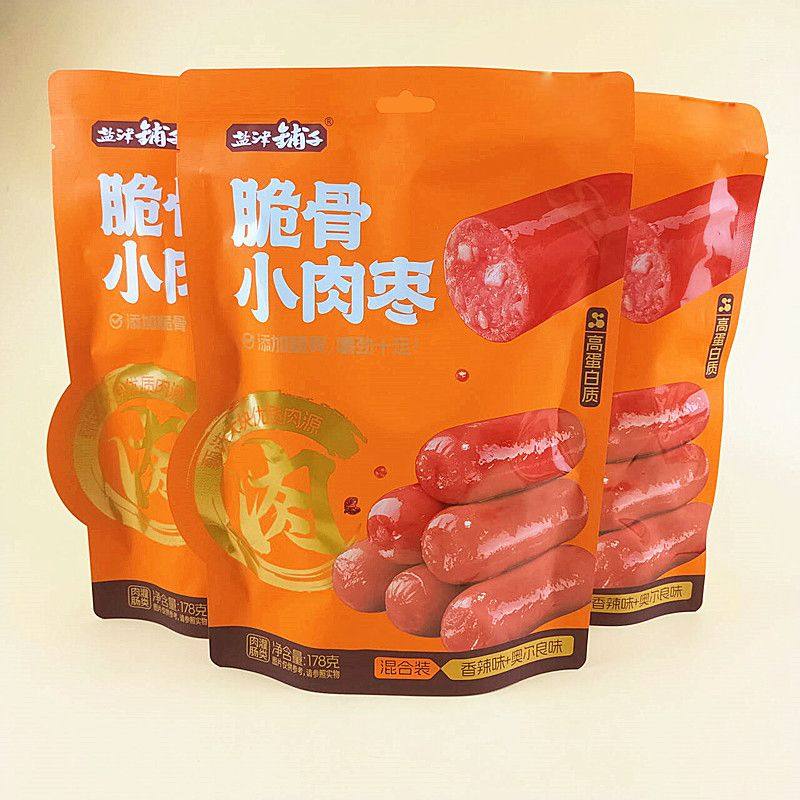 盐津铺子178g脆骨小肉枣奥尔良味香辣小香肠网红儿童休闲零食小吃