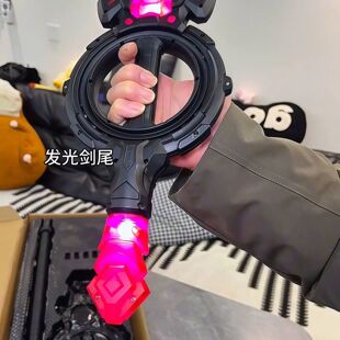 双刃伸缩光剑火花旋转玩具发光男生儿童金箍棒吹气感应语音识别