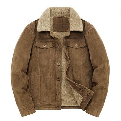 Winter Corduroy Turn down Collar Cotton Jacket Short
