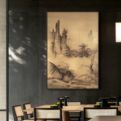 东方美学新中式山水风景装饰画民宿酒店餐厅背景墙国画客厅挂画