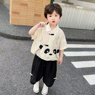 儿童汉服男童新中式套装夏季女童中国风儿童旗袍古风中式表演服饰