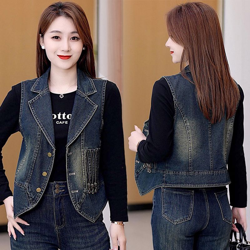 牛仔马甲女2025年新款时尚百搭休闲春秋外穿西装无袖小外套马夹潮