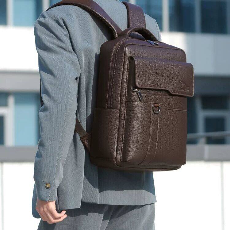 佧蒂袋鼠男士双肩包新款商务通勤包大容量电脑背包休闲出差公文包