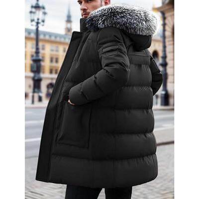 Men's Heavy Duty Winter Coat with Detachable Fur Like Hood