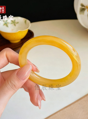 黄翡黄龙玉手镯鸡油黄玉石镯子A货玉镯玉镯女款镯子直播
