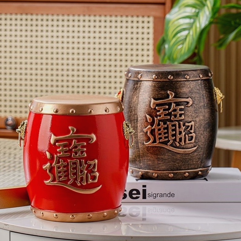 陶瓷存钱罐新款聚宝鼓创意摆件超大容量储钱罐礼品节庆家居装饰品