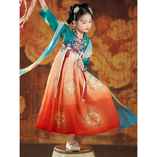 汉服女童冬季古装敦煌飞天大唐公主襦裙古风儿童嫦娥仙子演出服装