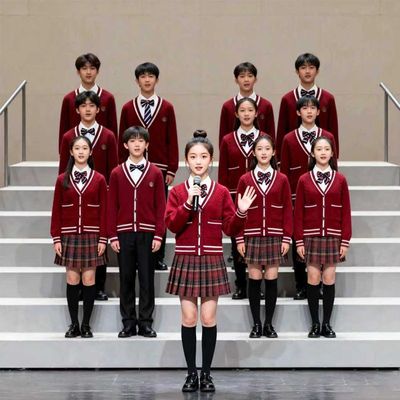 元旦儿童合唱演出服小学生班服套装朗诵比赛表演服装红色加绒秋冬
