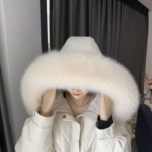 毛领单卖白色仿狐狸毛男女通用羽绒服大衣毛领子单买帽条保暖时尚