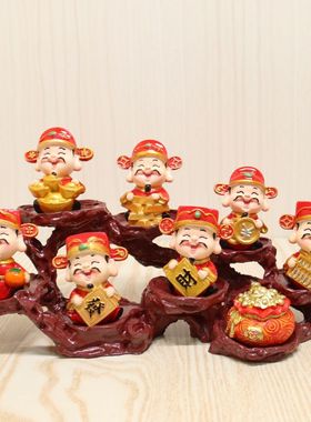 财神爷摆件置物架五福财神爷招财实用客厅酒柜家居摆件办公室桌装