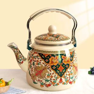 珐琅搪瓷壶加厚奶茶烧凉水咖啡煎药壶带滤网煮茶壶电磁炉燃气通用