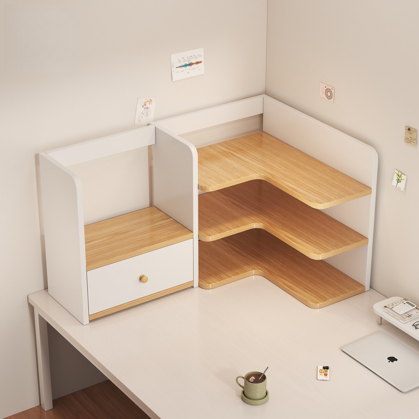 日本品质桌面转角置物架学生宿舍书桌工位改造三角多层收纳书柜