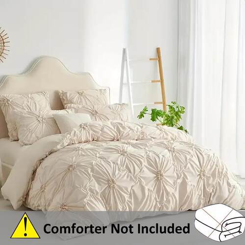 Rustic French Style Textured Flower Pinch Pleated Duvet