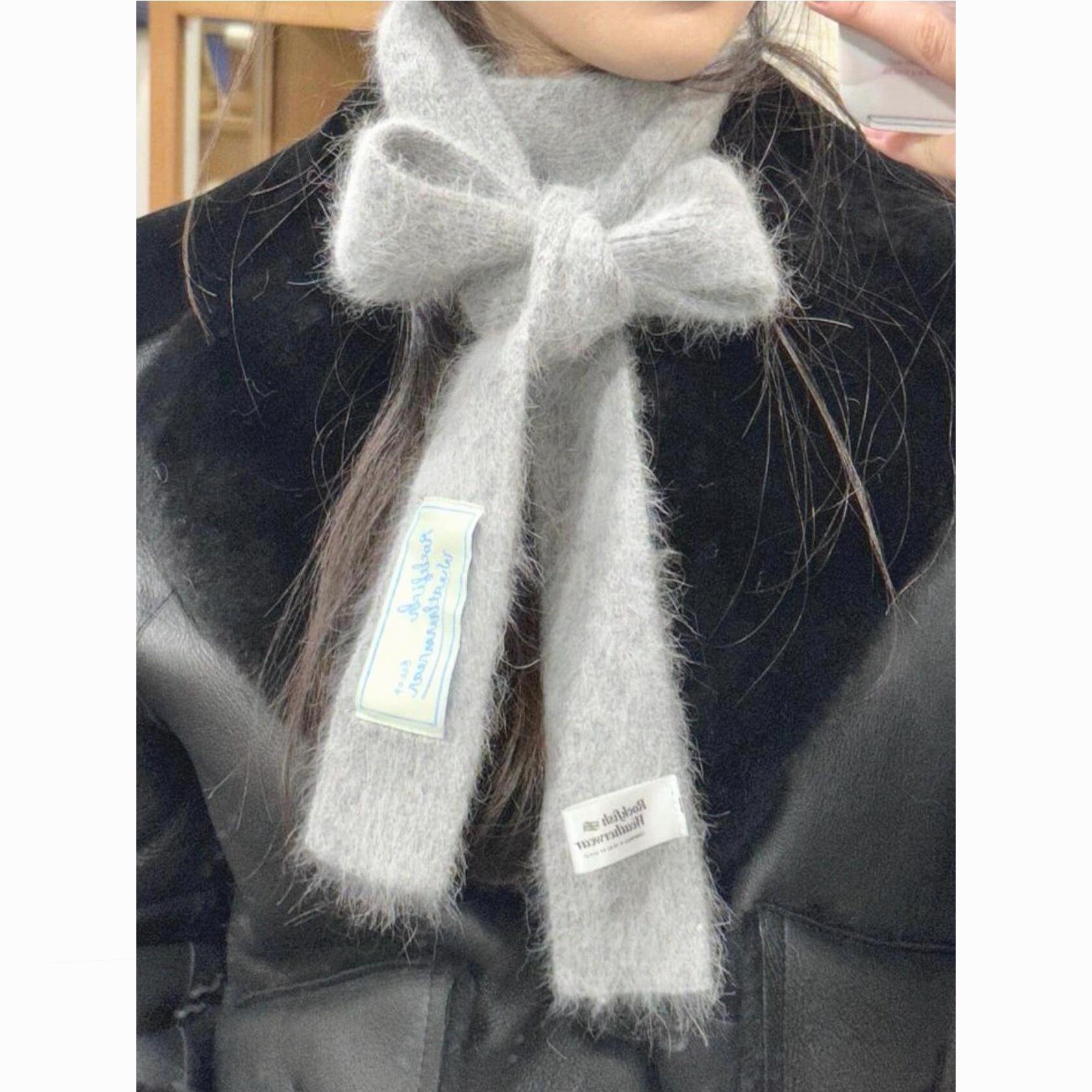 长条细窄围巾冬季女款2025新款秋季韩系氛围高级感纯色小围脖保暖