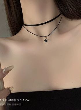 黑色choker颈链项圈女颈带轻奢小众高级感锁骨链chocker项链配饰