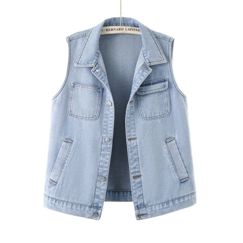 浅蓝色牛仔马甲女短款2025春秋韩版宽松百搭内袋无袖坎肩背心外套