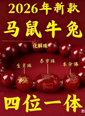 朱砂2026马年转运珠手串本命年化解手链女款普贤护身十二生肖真品
