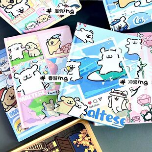 线条小狗A5硬壳本全彩绘内页笔记本学生可爱高颜值印花手绘账本