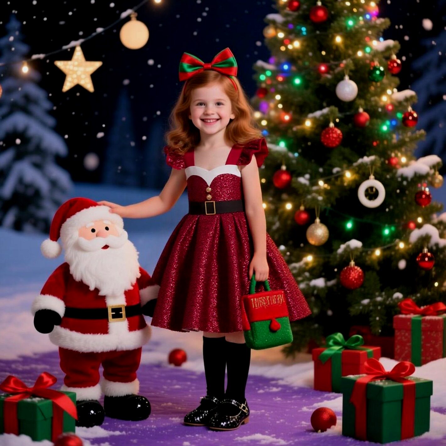 圣诞节女童服装夏天女孩舞会节日礼服公主裙儿童宝宝红色连衣裙