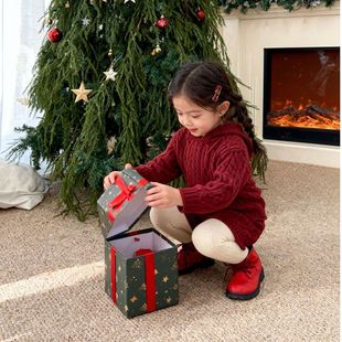 韩版童装女童新年拜年服红色套装秋冬洋气针织衫红色连帽毛衣短裤