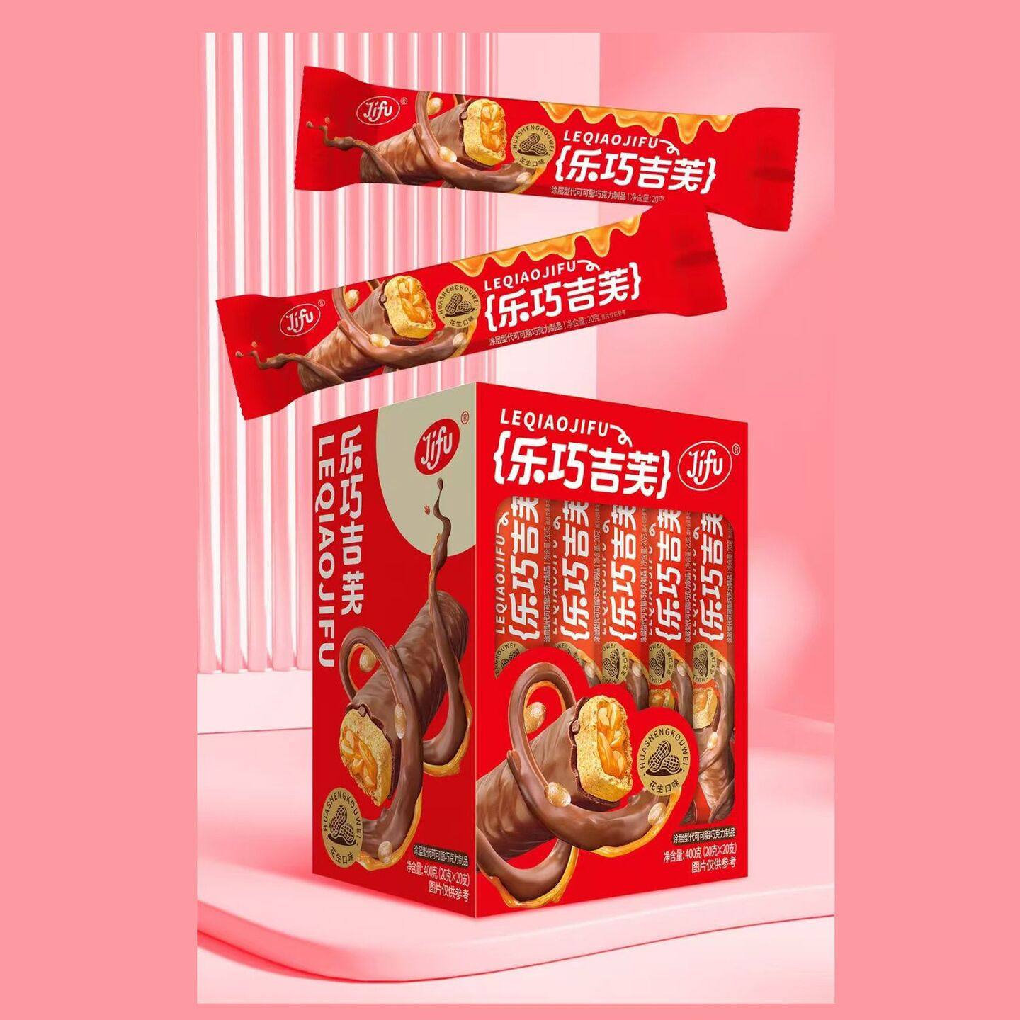 乐巧吉芙巧克力棒香蕉牛奶味夹心巧克力棒花生味牛奶味休闲童年