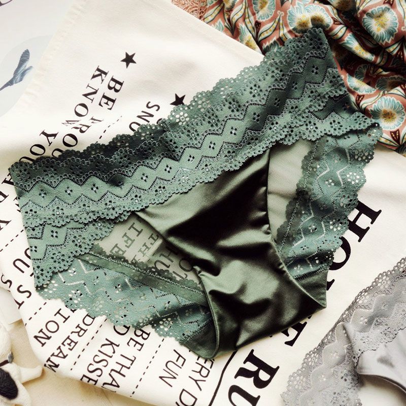 2026爆款蕾丝内裤女欧美复古性感火辣缎面镂空透明网纱无痕低腰包