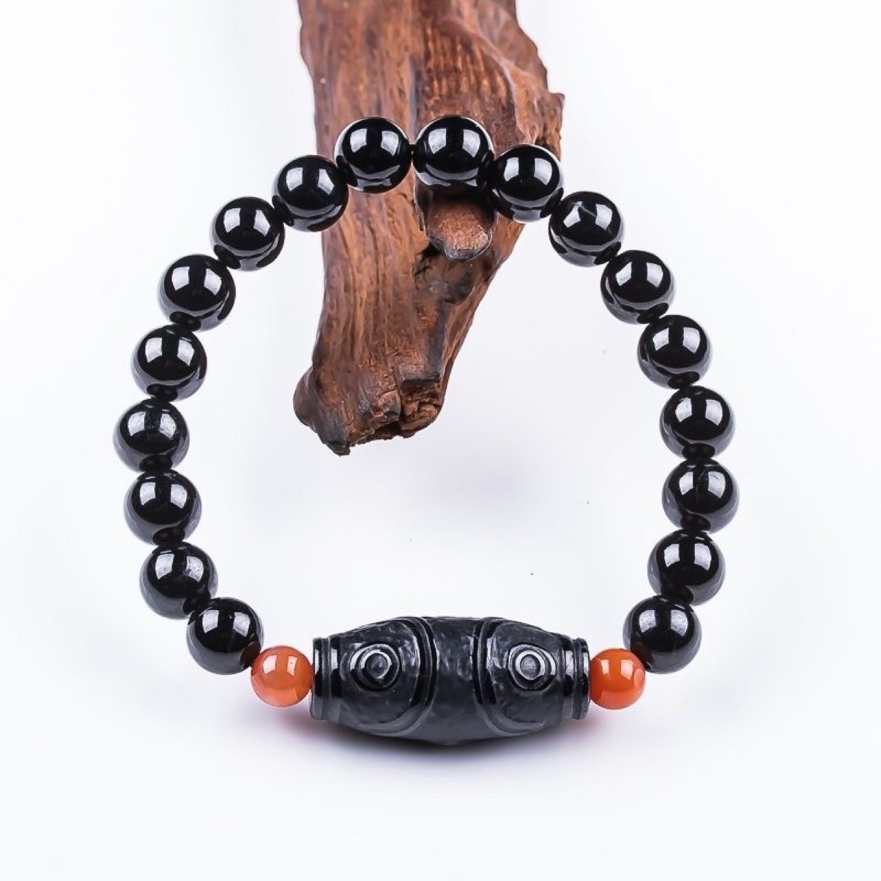 正品翡翠a货新款墨翠天珠手串高级男款女款小众气质手链玉器