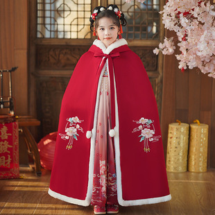 汉服女童冬装2025新款儿童加绒中国风连衣裙小女孩唐装古装公主裙