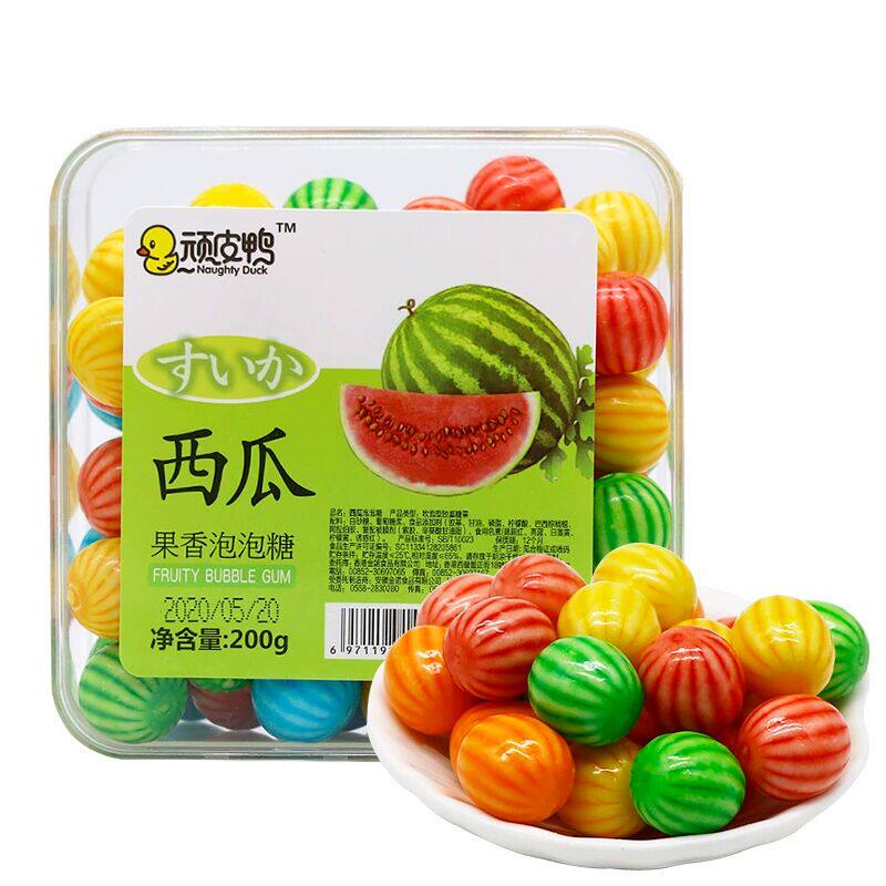 西瓜泡泡糖怀旧零食口香糖8090童年休闲食品西瓜形状吹泡糖果