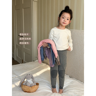 【桑蚕丝+绵羊毛】儿童冬季校服内搭夹棉裤子校园条纹双层保暖裤