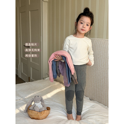 【桑蚕丝+绵羊毛】儿童冬季校服内搭夹棉裤子校园条纹双层保暖裤