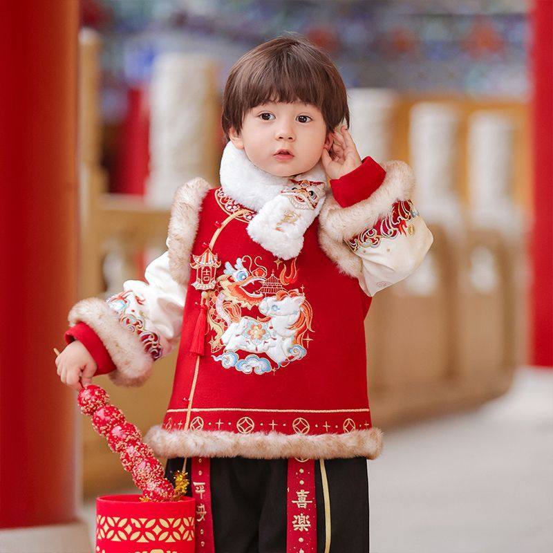 男童拜年服汉服过年服冬装新中式男孩喜庆元旦儿童演出服装冬季,童装/婴儿装/亲子装,唐装,淘宝优惠券,粉丝福利购,淘宝优惠卷