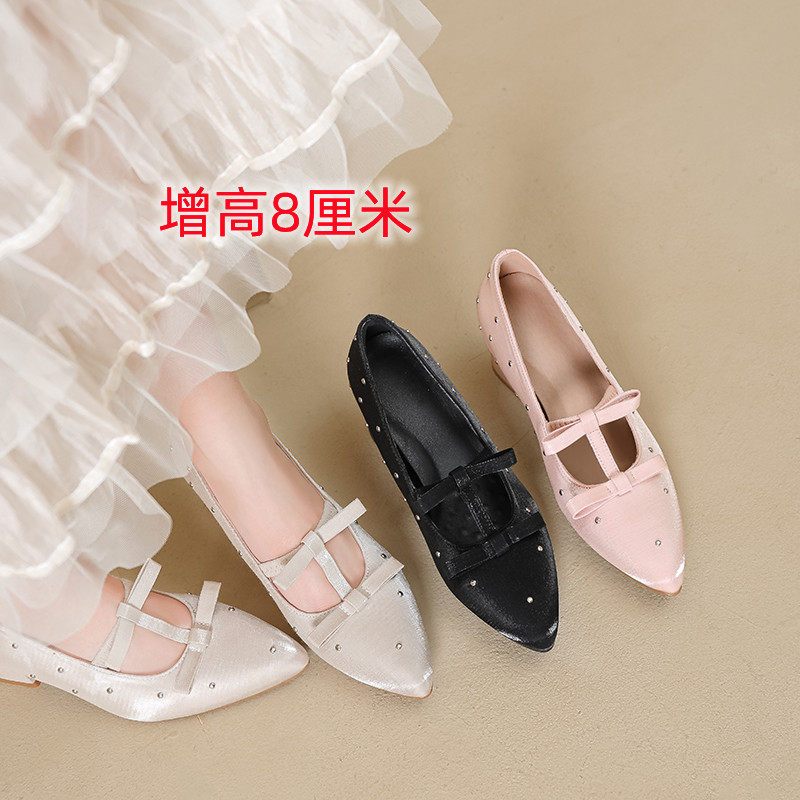 小码高跟鞋内增高真丝柳钉玛丽珍单鞋女春夏季新款蝴蝶结32码鞋小,女鞋,浅口单鞋,淘宝优惠券,粉丝福利购,淘宝优惠卷