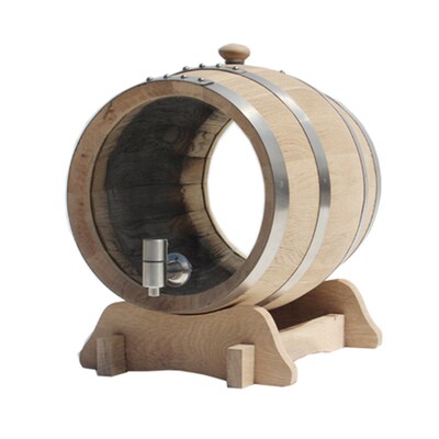 可视橡木桶3l5L10升内部烘烤无面漆橡木酒桶陈酿钢配件木桶