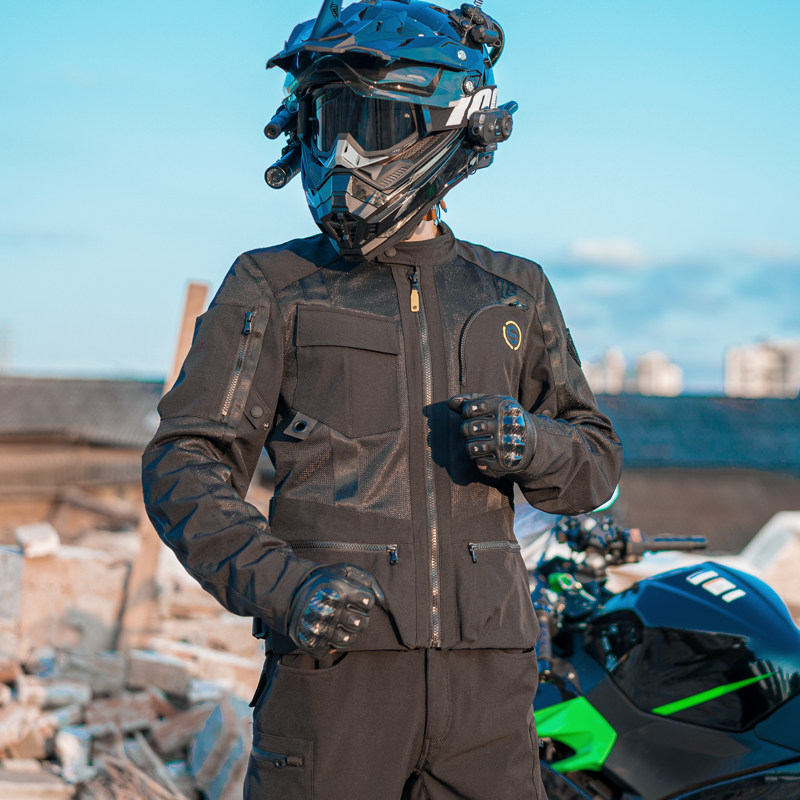 星空骑士夏季摩托车骑行服机车服套装男女网眼防摔赛车服骑行装备