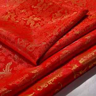 新生宝宝棉被被面婴幼儿大红色织锦绸缎包被被罩唐装手工布料