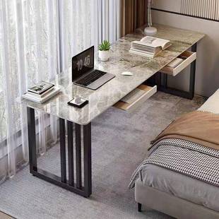 轻奢家用岩板书桌/简约酒店双人办公电脑桌阳台窄条桌床边工作台