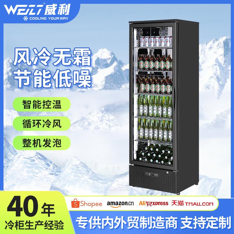 商用单门293L啤酒柜 立式冰展示柜 超市保鲜冷藏展示柜酒吧饮料柜