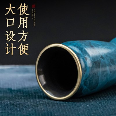 新中式香道工具收纳瓶香篆用品香勺香铲香扫存放瓶黄铜小花瓶铜瓶