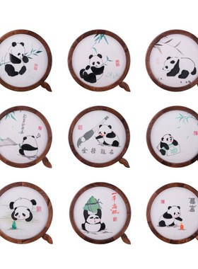 蜀绣双面绣熊猫摆件国礼四川手工刺绣中国风送外宾民族商务礼品