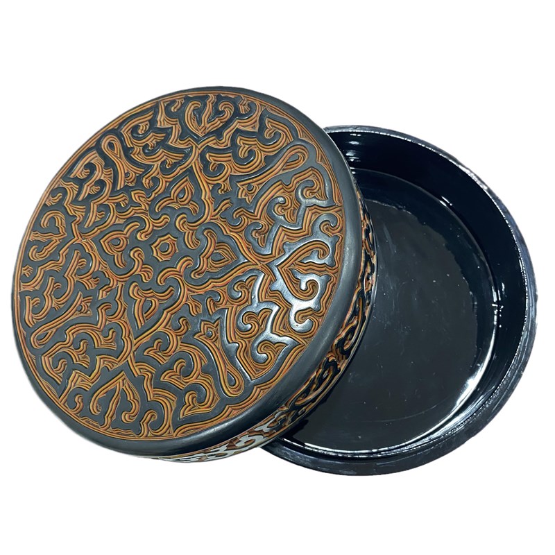 雕漆剔红漆器纯手工大漆木胎捧盒C剔犀黑黄首饰盒中国特色传统工