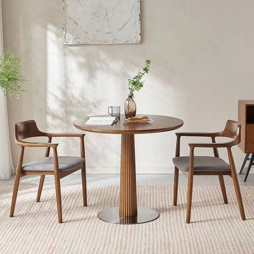 简约实木小户型洽谈桌椅圆桌子组合阳台餐桌椅商用民宿餐厅咖啡厅