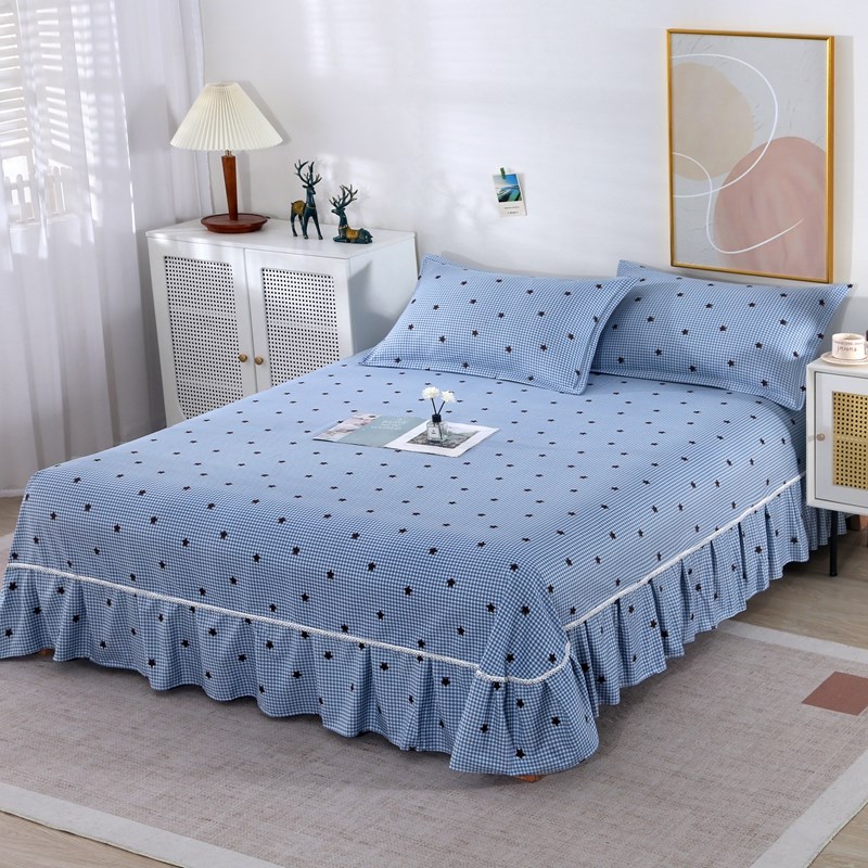 亲肤磨毛床裙床罩单件双人1.8m床床垫保护套简约碎花清新花边床单