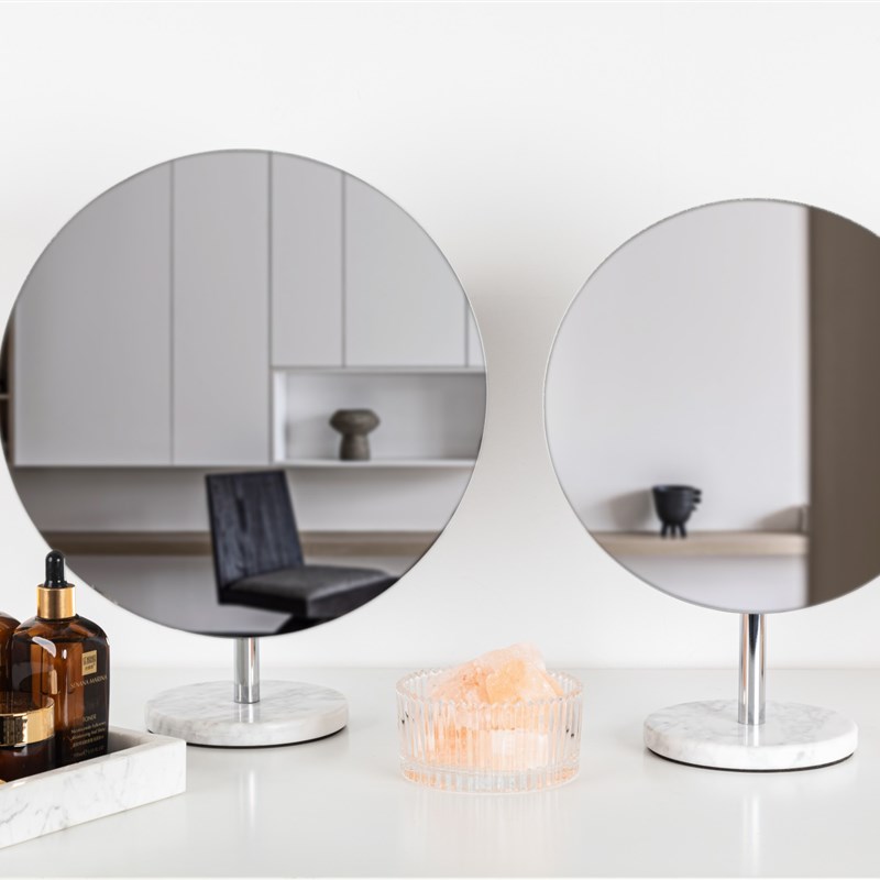 天然大理石摆台镜现代轻奢大尺寸梳妆镜铁艺化妆镜梳妆台镜子高清