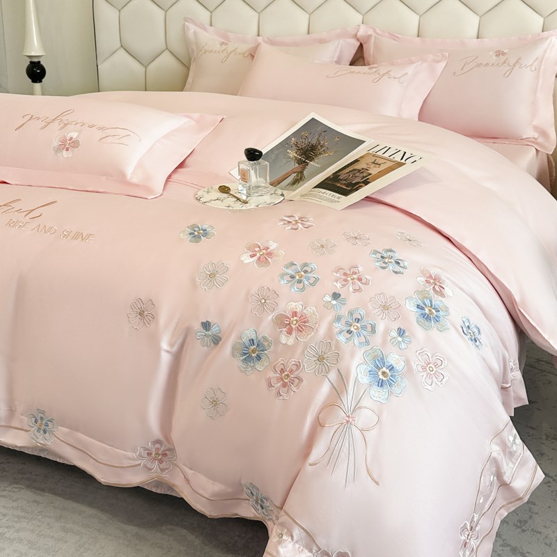 欧式200支全棉高精密四件套2025春夏款刺绣被套床单床上用品4