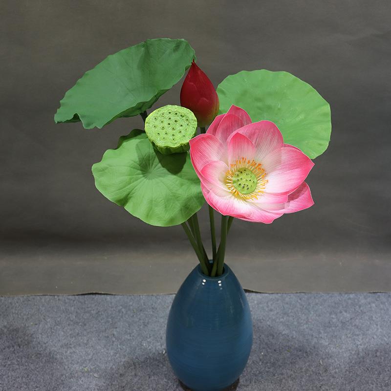 新中式景观荷花仿真绿植客厅莲花摆件装饰莲蓬荷叶宴会厅插花花束