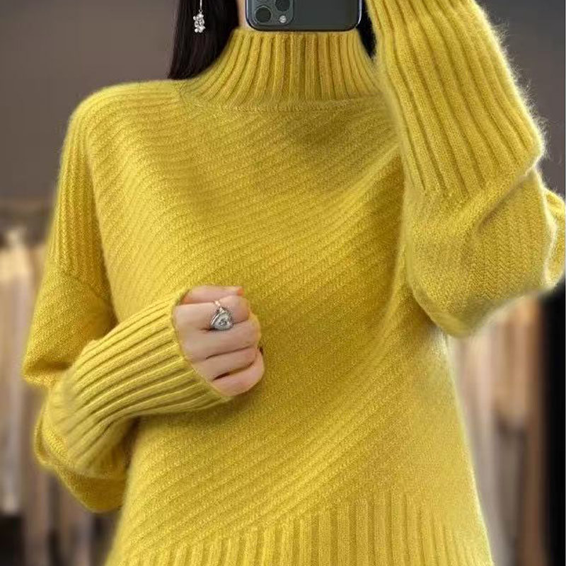 2025秋冬新款羊绒衫女半高领加厚宽松套头毛衣100羊毛针织打底衫,女装/女士精品,羊绒衫,淘宝优惠券,粉丝福利购,淘宝优惠卷
