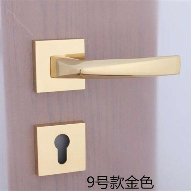 贝尔维帝门锁家用门执手静音金色分体卫生间室内门锁卧室锁具简约